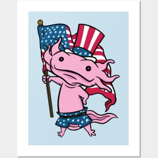 Cute Uncle Sam Axolotl // Funny American Axolotl Posters and Art